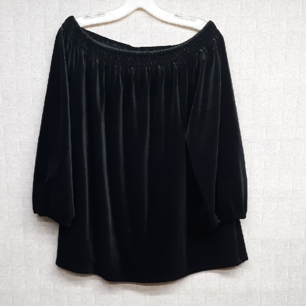 J. Jill Wearever Collection Black Velvet Women’s Top